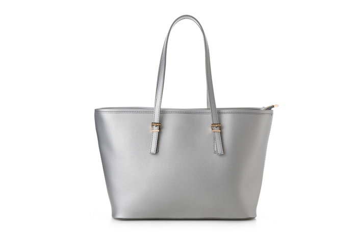 Lucky Bees 1247 Bolso de mano plateado de piel de polivinilo elegante y práctico